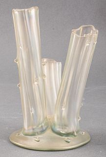 Steuben Attr. Verre de Soie Glass Stump Vase