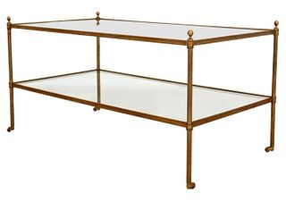 Jansen Style Gilt Bronze and Glass Low Table