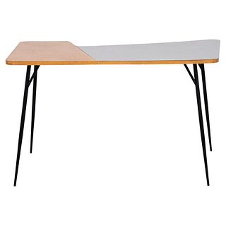 French Modern Ash and Laminate Desk, 1950s