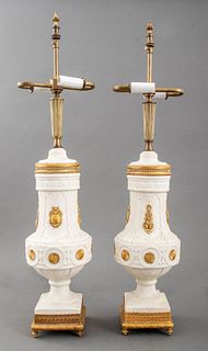 Louis XVI Style Parian Giltmetal Mounted Lamps, Pr