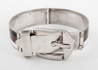 Gucci Enameled Sterling Belt Buckle Bracelet