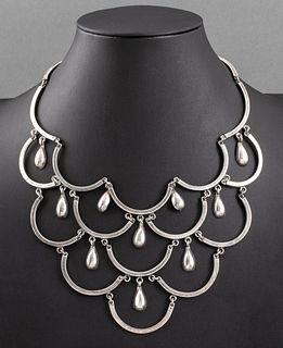 Vintage Taxco Sterling Silver Bib Necklace