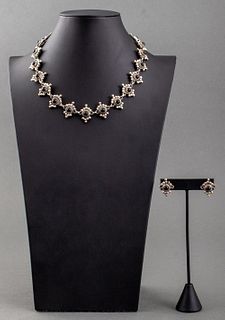 Taxco 925 Silver Black Onyx Necklace & Earring Set