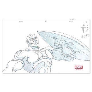 Marvel Comics, "Captain America" Original Production Drawing on Animation Paper, with Letter of Authenticity