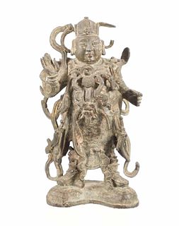 C. 1800- Feng Shui Wei Gilt Tuo Skanda Bronze