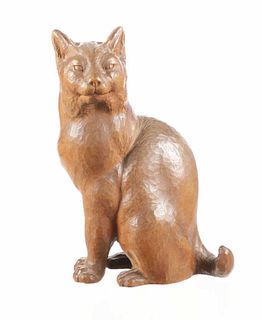 Original Seiichi Hand-carved Wood Cat c. 1926
