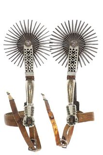 Argentinean Silver Overlay Gaucho Spurs c. 19th C.