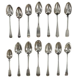 1759-1837 English Made Sterling Spoons (14)