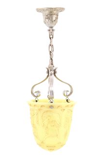 Large Uranium Glass Hanging Light 19th Century