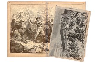 Le Monde Illustre Custer Battle's Engravings c1876