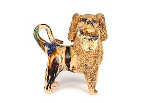 Signed Bill Ray Hussey Ceramic Poodle with Basket