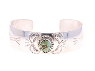 Navajo Clayton Tsosie Silver Turquoise Bracelet