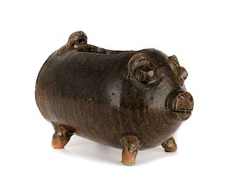 Chester Hewell Glazed Ceramic Pig Container