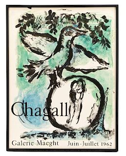 After Marc Chagall, "The Green Bird"-1962, Poster