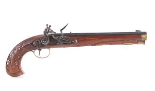 Custom Engraved .44 Cal Flintlock Kentucky Pistol