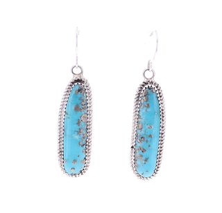 Navajo Sterling Silver C.C. Turquoise Earrings