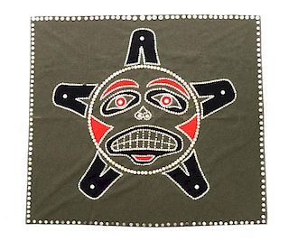 Handmade First Nations Wool Button Blanket