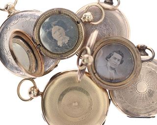 Gold Pocket Watch Cases w/ Daguerreotypes (6)