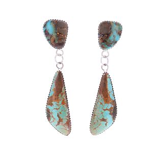 Navajo Jennifer Begay Silver Turquoise Earrings