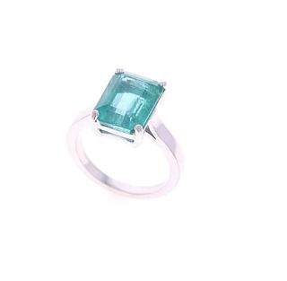 5.61ct Fancy Emerald & 18k White Gold Ring