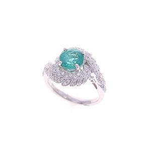 Freeform Emerald VS2 Diamond & Platinum Ring
