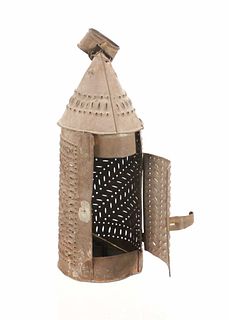 Pierced-Tin Candle Lantern, Circa 1840