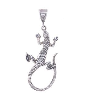 Navajo Sterling Silver Lizard Necklace Pendant
