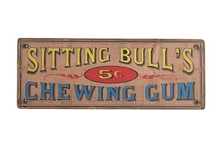 Sitting Bull's 5c Chewing Gum Painted Sign c. 1930