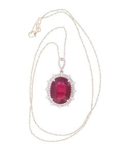 14.22ct Ruby Diamond & 14k Two Tone Necklace