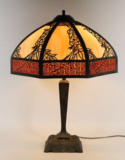 Handel Style 16 Panel Slag Glass Lamp