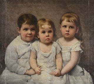 James Reeve Stuart Oil on Canvas Three Children