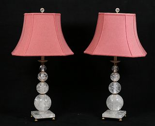Pair of Schonbek Rock Crystal Lamps