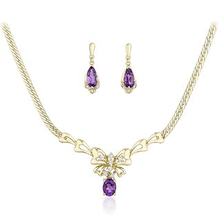 Set of Amethyst Necklace and Earrings