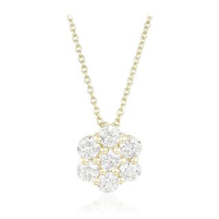 Flower Diamond Cluster Necklace