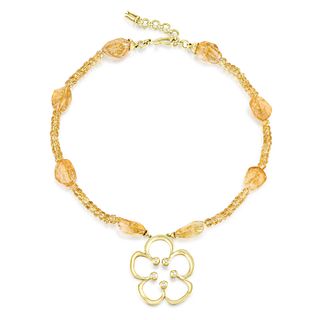 Citrine and Gold Flower Necklace