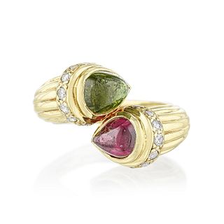 Tourmaline Crossover Gold Ring