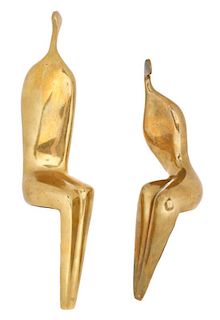 Itzik Ben Shalom, "Two Seated Bronze Figures"-1978