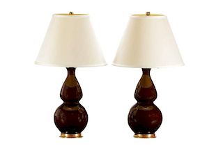 Pair, Christopher Spitzmiller Double Gourd Lamps
