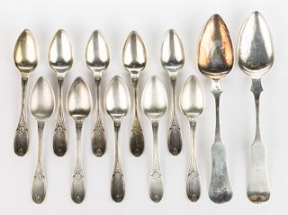 CINCINNATI, OHIO MADE AND RETAILED COIN SILVER SPOONS, LOT OF 12