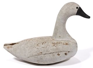 AMERICAN FOLK ART CARVED AND PAINTED SWAN DECOY