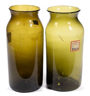 FREE-BLOWN CONTINENTAL STORAGE JARS, LOT OF TWO