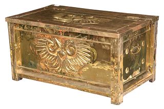 Russian Brass Clad Coal Chest