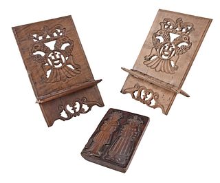 Two Continental Wood Book Stands and Wood Mold