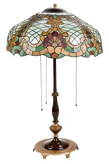 R. Williamson & Co. Leaded Glass Shade with Associated Base