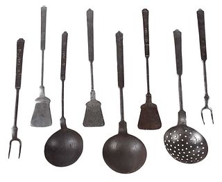 Set of Eight Iron Cooking Tools