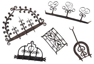 Five Wrought Iron Scrolled Objects