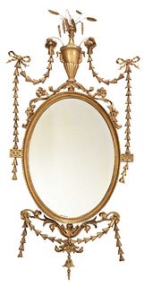 Fine George III Giltwood Oval Mirror, Goddard Provenance