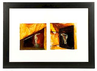 Modern Abstract Mixed Media Diptych, TL Lange