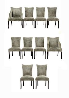 Set of 10 Donghia Velvet Upholstered Dining Chairs