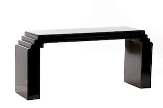 Karl Springer Style Black Lacquered Console Table
